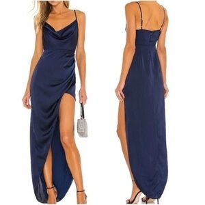 NWT NBD Revolve Shelby Gown Navy Blue Size Small S Prom Wedding Guest Slit Dress